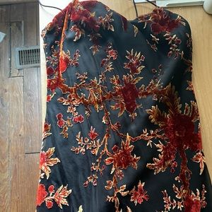 Princess polly velvet floral mini dress